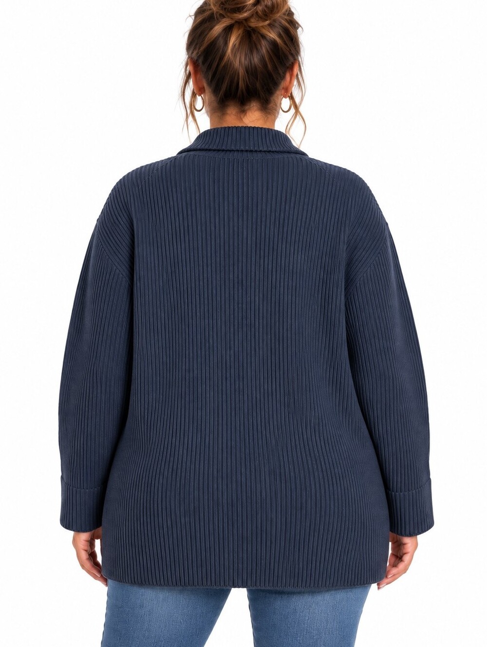 Lauren Ralph Lauren Navy Ribbed Cotton Double Breasted Sweater Blazer 3X EUC - Picture 2 of 11